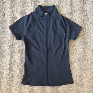 Adanola Ultimate Short Sleeve Zip Up Top - Midnight Blue - M